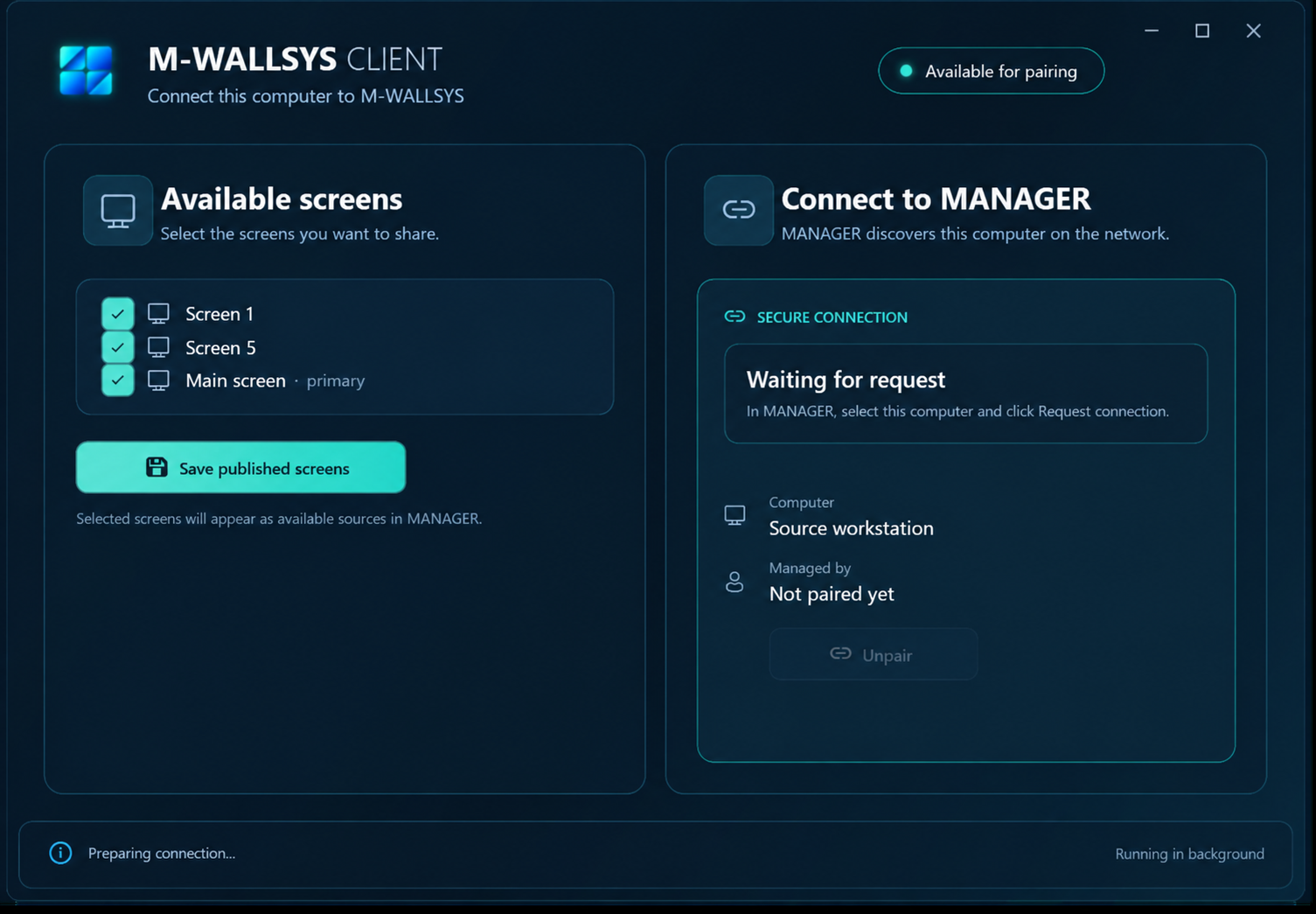 Client réel avec sources disponibles et association Manager